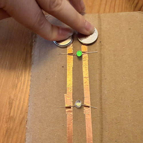 Here's me trying the other kind of parallel circuit. I like the look of the copper tape with this one.