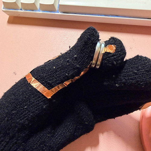 Connecting the circuit by pinching two batteries together, this one did not end up working out :(.