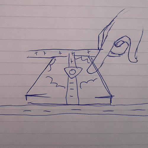 This is the image of interacting with the key and completing the circuit, lighting it up!