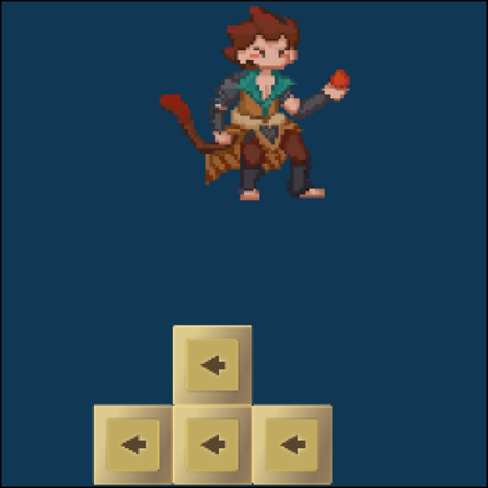 Here's him changing directions and although I could not capture it, the keys would visually react as well, creating a more immersive interaction.